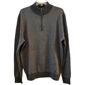 Toscano Men's Gray Wool Blend Quarter-Zip Pullover Sweater Size L Casual Knit